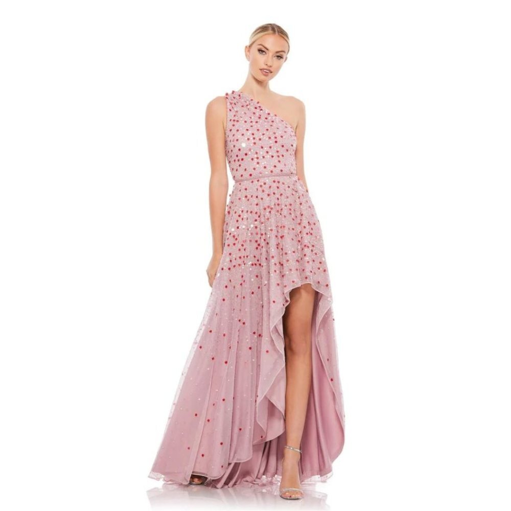 NWT Mac Duggal 10825 - Pink One Shoulder Sequined Evening Gown